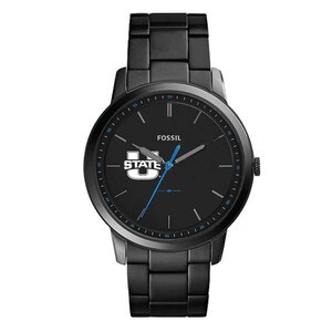 Men's Minimalist Slim Three-Hand U-State Black Stainless Steel Fossil Watch